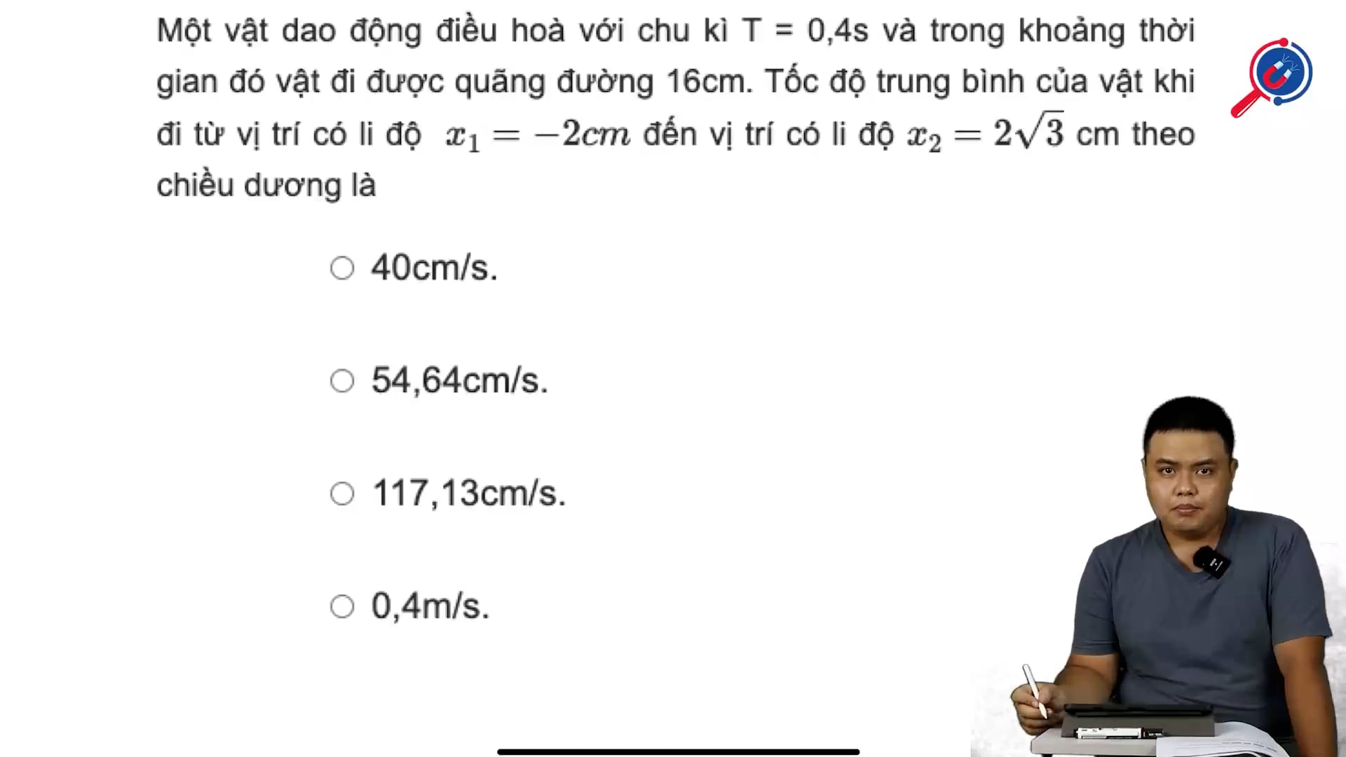 Xác định tốc độ trung bình của vật dao động điều hòa.
