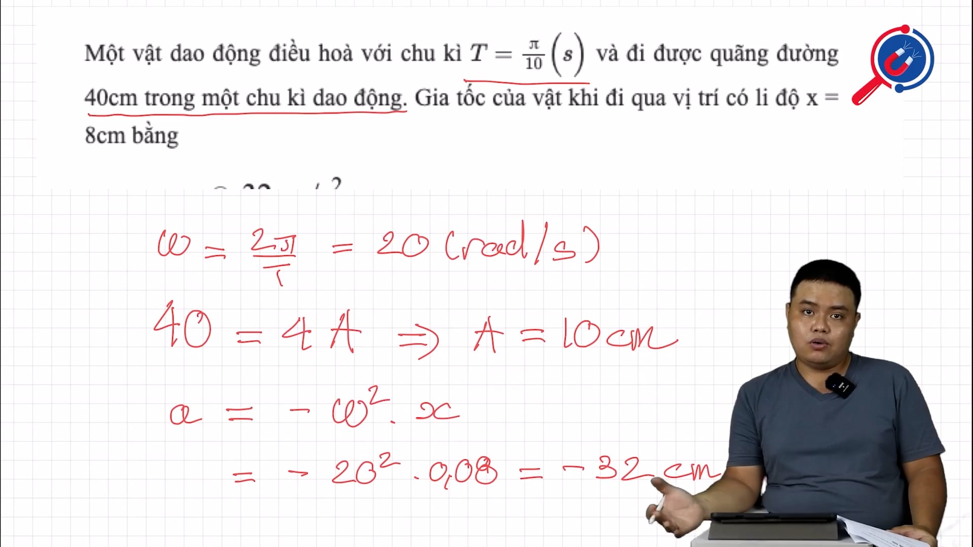 Xác định gia tốc của vật dao động điều hòa khi biết li độ.