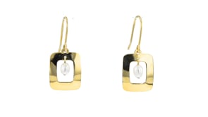 3-3.5mm Cultured Pearl Geometric Drop Earrings in 10kt Yellow Gold
