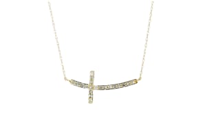 .20 ct. t.w. Diamond Sideways Cross Necklace in 10kt Yellow Gold