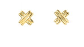 10kt Yellow Gold Ribbed X Stud Earrings