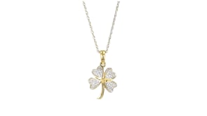 Diamond Clover Pendant Necklace in 14kt Yellow Gold