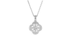 Diamond Flower Pendant Necklace in Sterling Silver