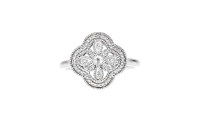 Diamond Flower Ring in Sterling Silver