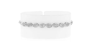 .50 ct. t.w. Pave Diamond Oval-Link Bracelet in Sterling Silver. 7"