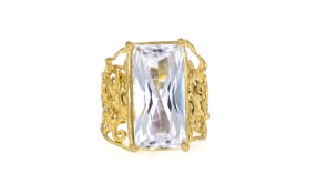 12.00 Carat CZ Scrollwork Ring in 18kt Gold Over Sterling