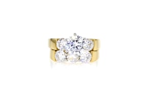 4.00 ct. t.w. CZ Jewelry Set: Two Rings in 18kt Gold Over Sterling