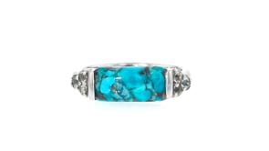 Turquoise and .10 ct. t.w. Sky Blue Topaz Ring in Sterling Silver