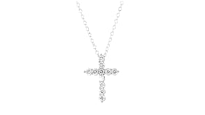 .25 ct. t.w. Lab-Grown Diamond Cross Pendant Necklace in Sterling Silver