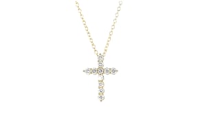 .25 ct. t.w. Lab-Grown Diamond Cross Pendant Necklace in 18kt Gold Over Sterling