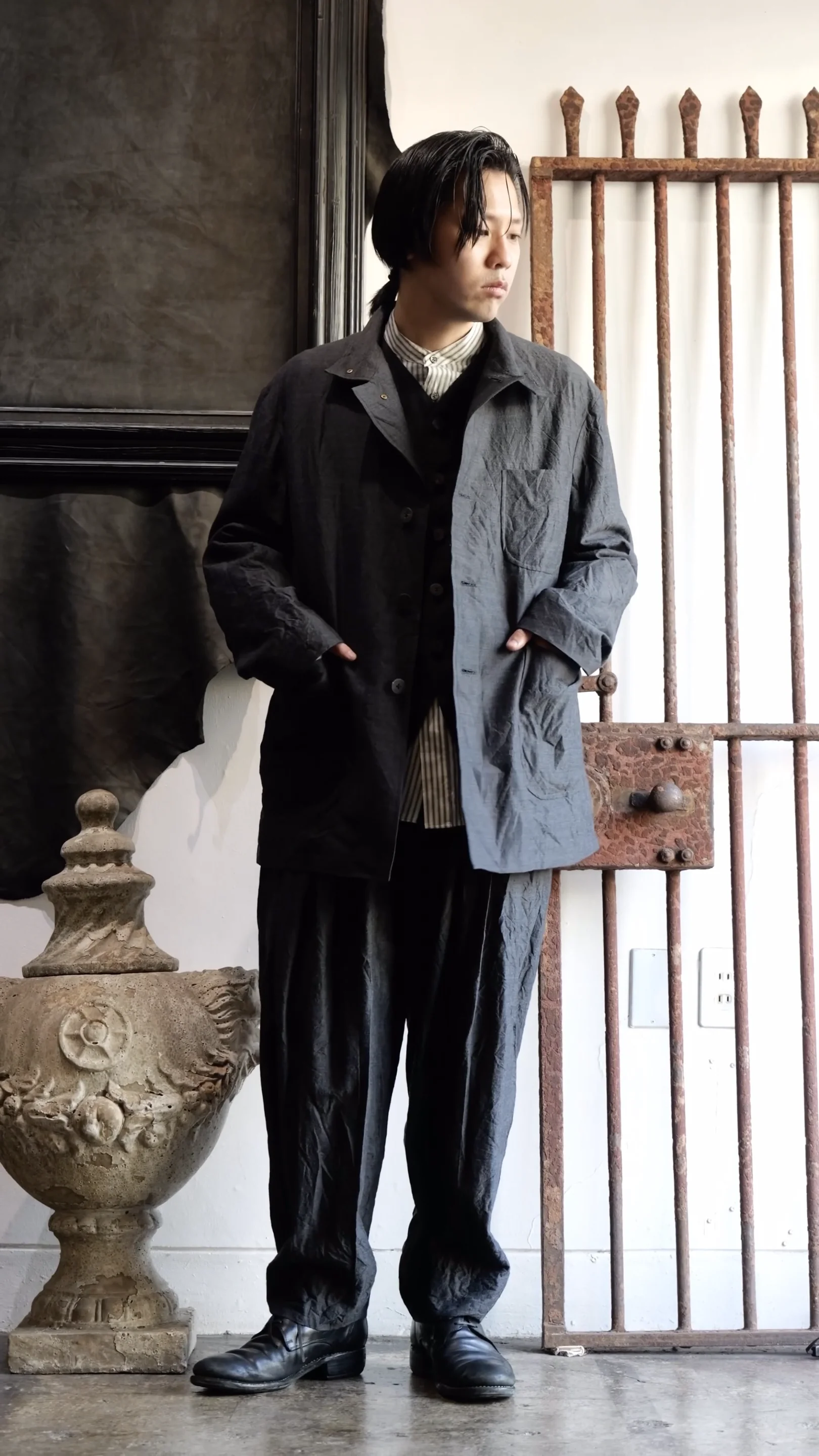 JACKET020. Hunting Jacket Poplin Washer. Gray. Collection 004