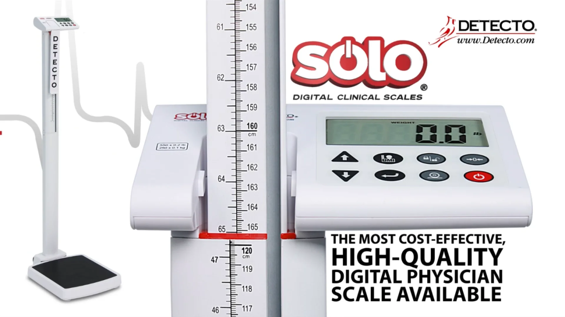 Detecto SOLO solo Digital Clinical Scale with Mechanical Height Rod