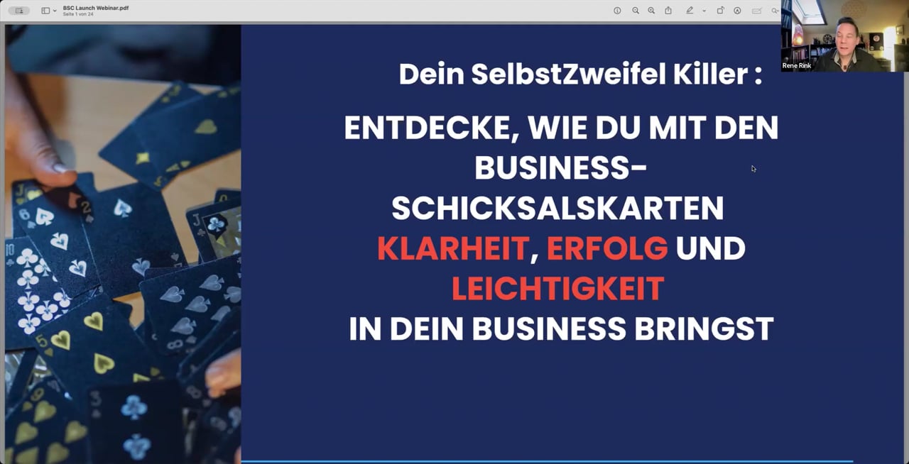 Business Schicksalskarten – Mitgliederbereich mit Kursen von René Rink