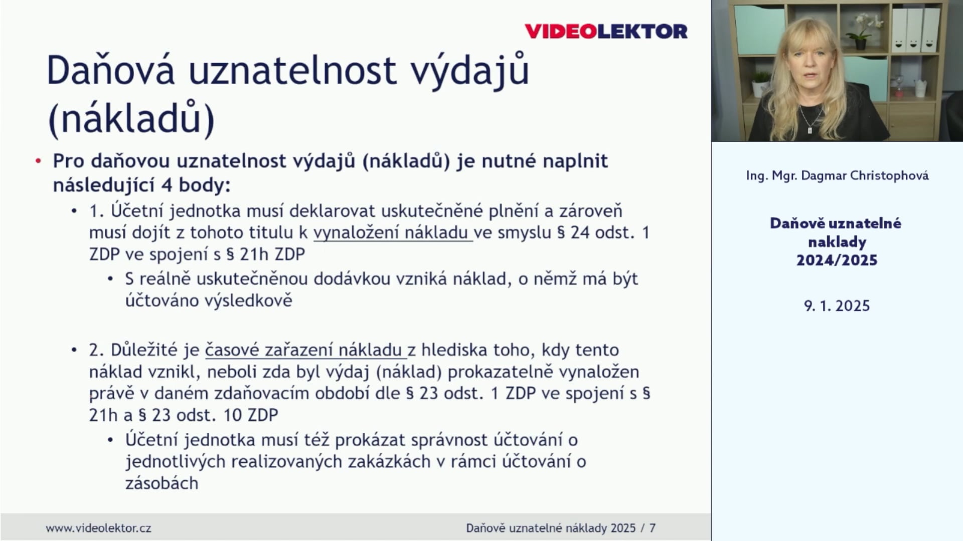 Daňově uznatelné náklady 2024/2025