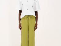 Lime green wide leg trousers with tie cord | My Jewellery