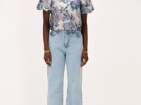 Multicolor jacquard top with puff sleeves | My Jewellery