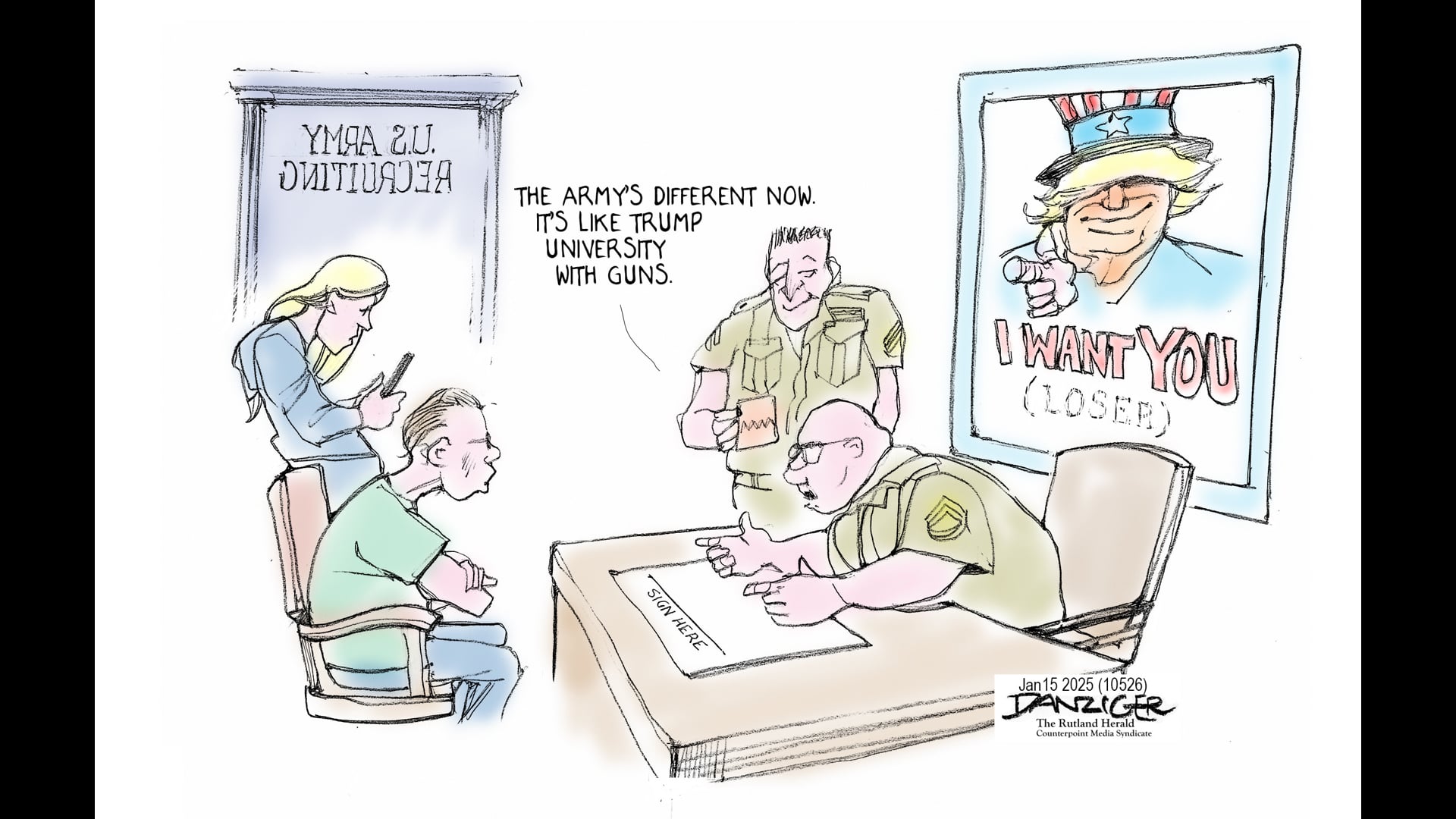 Danziger Live-Cartoon: Trump Recruiting