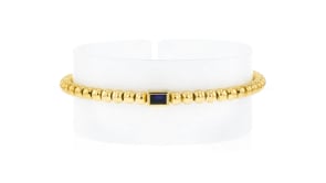 .30 Carat Lab-Grown Sapphire and 18kt Gold Vermeil Bead Stretch Bracelet
