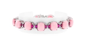 Pink Opal and 4.00 ct. t.w. Rhodolite Garnet Bracelet in Sterling Silver
