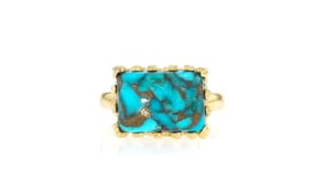 Rectangular Turquoise Ring in 18kt Gold Over Sterling