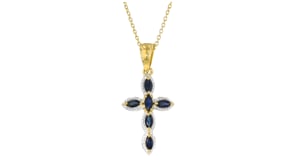 .80 ct. t.w. Sapphire Cross Pendant Necklace in Sterling Silver and 18kt Gold Over Sterling