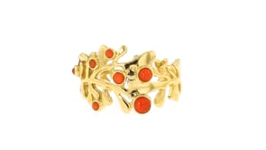 Red Coral Ring in 18kt Gold Over Sterling