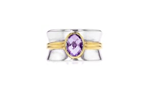 .90 Carat Amethyst Ring in Sterling Silver and 18kt Gold Over Sterling