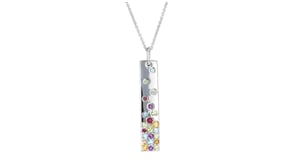 .72 ct. t.w. Multi-Gemstone Bar Pendant Necklace in Sterling Silver