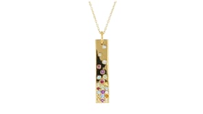 1.08 ct. t.w. Multi-Gemstone Bar Pendant Necklace in 18kt Gold Over Sterling
