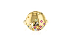 .41 ct. t.w. Multi-Gemstone Disc Ring in 18kt Gold Over Sterling