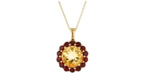 5.25 Carat Citrine and 1.50 ct. t.w. Garnet Pendant Necklace in 18kt Gold Over Sterling