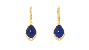 Lapis and .10 ct. t.w. White Topaz Drop Earrings in 18kt Gold Over Sterling