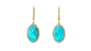Turquoise and .40 ct. t.w. White Topaz Drop Earrings in 18kt Gold Over Sterling