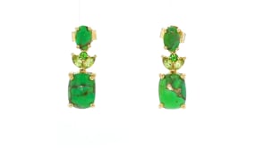 Green Turquoise and .30 ct. t.w. Peridot Drop Earrings with Chrome Diopsides in 18kt Gold Over Sterling