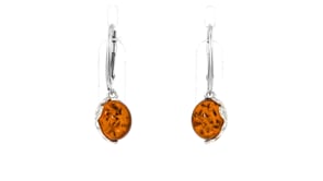 Amber Drop Earrings in Sterling Silver