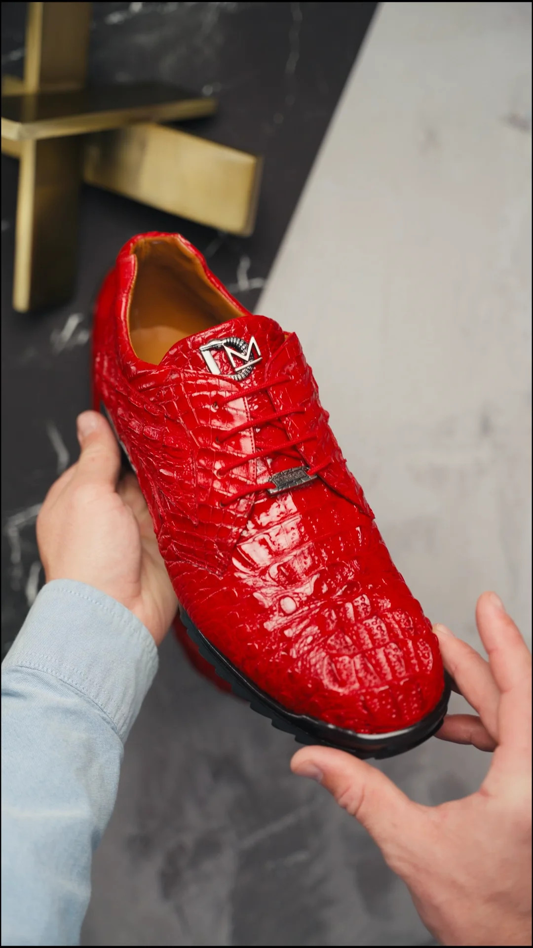 Marco Di Milano Kratos Caiman Crocodile Sneaker Red