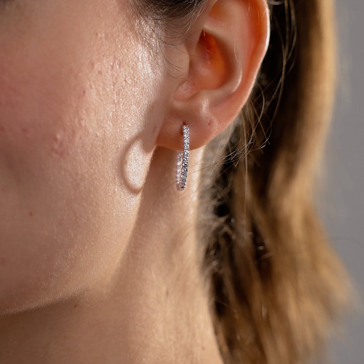 product video 2 for 1 ctw Round Lab Grown Diamond Inside Out Hoop Earrings