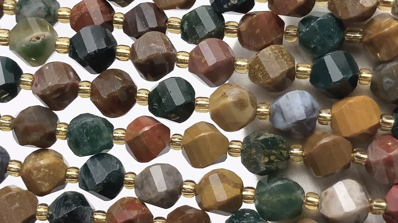 オーシャンジャスパー ツイスト×多面カット8×7×7mm 1連(約36cm