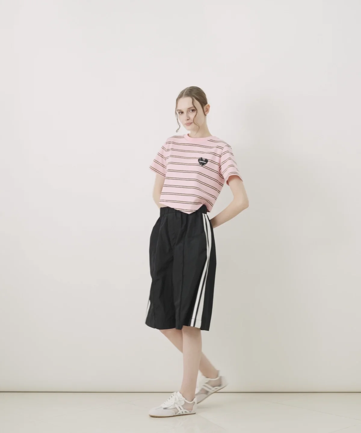 ESSENTIAL / ボーダー天竺アシンメトリーTシャツ TOPS Night STORE 