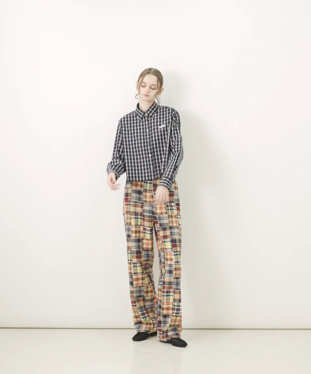 DSC / パッチワークチェックワイドパンツ BOTTOMS Night STORE