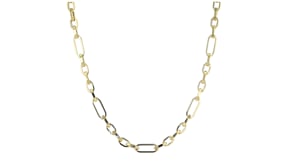 Italian 14kt Yellow Gold Alternating Cable and Paper Clip Link Necklace