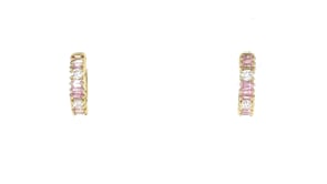 .70 ct. t.w. Pink Sapphire and .27 ct. t.w. Diamond Hoop Earrings in 14kt Yellow Gold