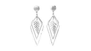 Sterling Silver Leaf Triangle Drop Earrings