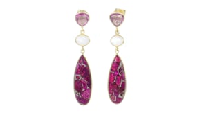 2.70 ct. t.w. Amethyst and Multi-Gemstone Drop Earrings in 18kt Gold Over Sterling