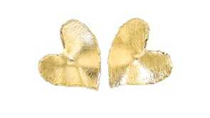 Italian 18kt Gold Over Sterling Brushed and Polished Heart Earrings