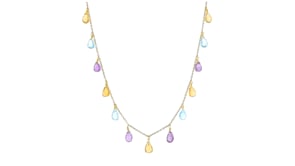 15.00 ct. t.w. Multi-Gemstone Teardrop Necklace in 18kt Gold Over Sterling