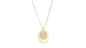 Italian 14kt Yellow Gold Milgrain Oval Necklace