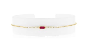 10 Carat Ruby and .11 ct. t.w. Diamond Bar Bracelet in 14kt Yellow Gold