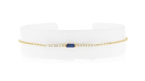 .10 Carat Sapphire and .11 ct. t.w. Diamond Bar Bracelet in 14kt Yellow Gold