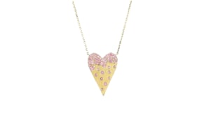 .50 ct. t.w. Pink Sapphire Heart Necklace in 14kt Yellow Gold